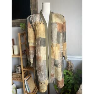 Vintage 90s Sheer Duster Cardigan Earth Tones Lagenlook Art To Wear Size XL